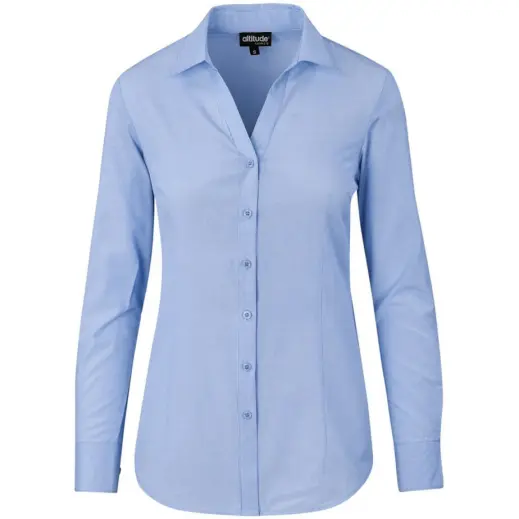 Ladies Long Sleeve Northampton Shirt Sky Blue Front